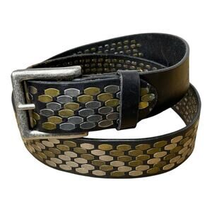 Black and Silver Woven Leather Belt